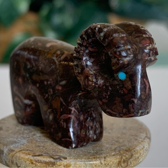 Native American Zuni Hand Carved Heart Line Ram Sheep Fetish Rodney Laiwakete - Picture 7 of 16